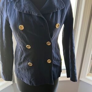 J Crew Ladies Navy Military Style Double Breasted Jacket/ Blazer‎